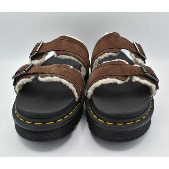 Dr Martens Mens Size 10 Myles Brown Suede Buckle Slide Sandals Shoes