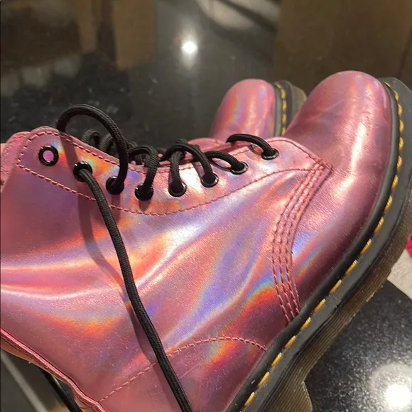 Dr. Martens Pink Iridescent Lace Up Boots