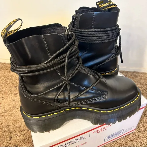 Dr. Martens Quad sole boots with extra long laces and zip up closure