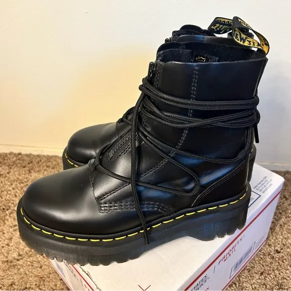 Dr. Martens Quad sole boots with extra long laces and zip up closure