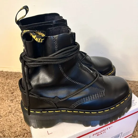 Dr. Martens Quad sole boots with extra long laces and zip up closure