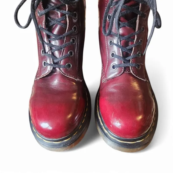 Dr. Martens Red Patent Vegan Boots Womens 8 14585