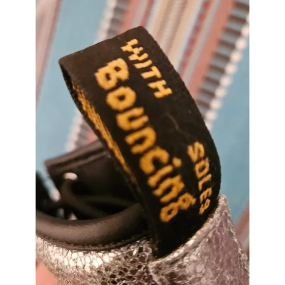 Dr. Martens Special Edition Silver Crinkle Metallic Lace-Up Boots Junior Size 3