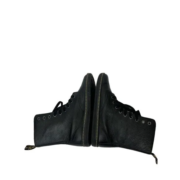 Dr. Martens Stratford Black Fold Over Floral Lined Leather Combat Boots US 7