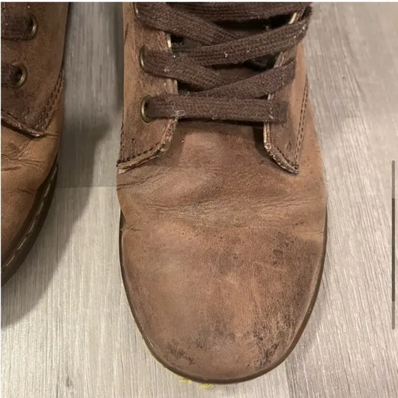 Dr. Martens Stratford Distressed BrownLeather/Cheetah Print Lined Boots- 6W