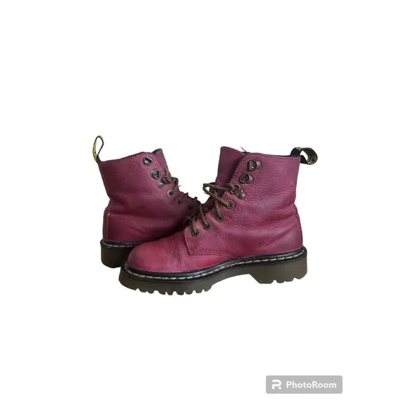 Dr Martens Women's Luana AW004 Cherry Red Leather Combat Boots Size 5
