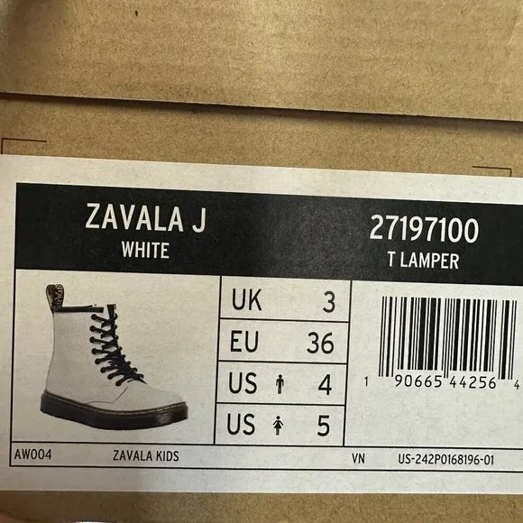 Dr Martens Zavala Youth size 5 White Combat Boots 27197100