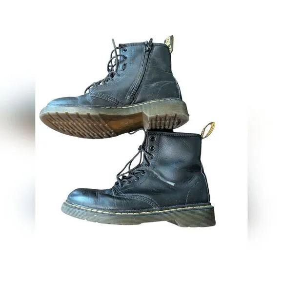 Dr. Martens Black Boots with Lace-Up Front and Padded Ankle