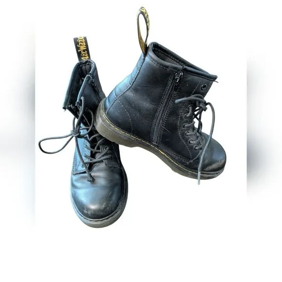 Dr. Martens Black Boots with Lace-Up Front and Padded Ankle