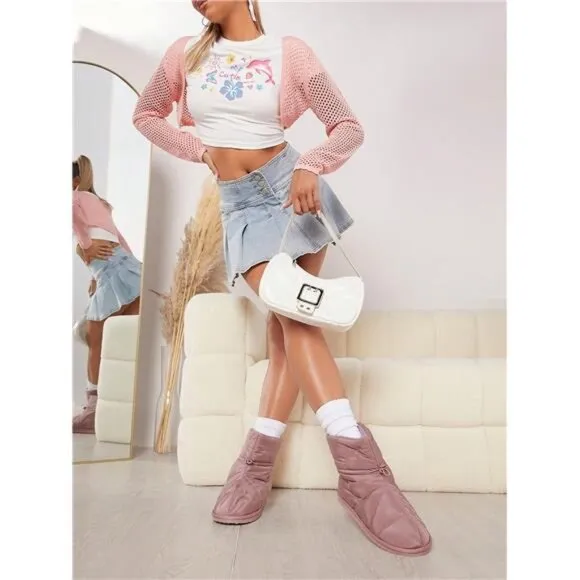 Drawstring Detail Padded Ankle Boots