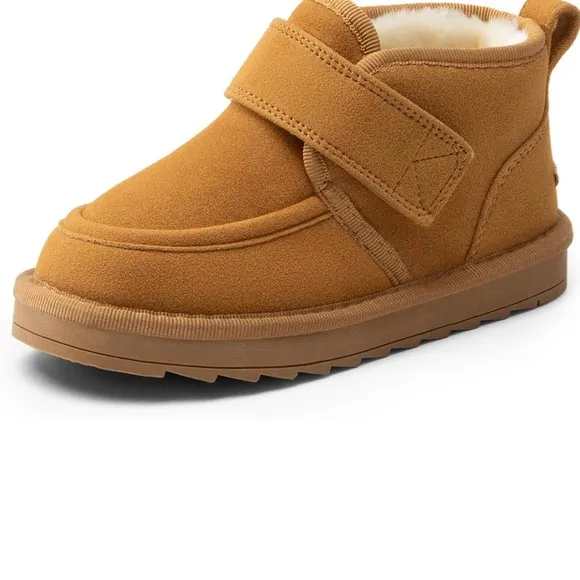 Dream Pairs Tan Suede Ankle Boots with Elastic Panels