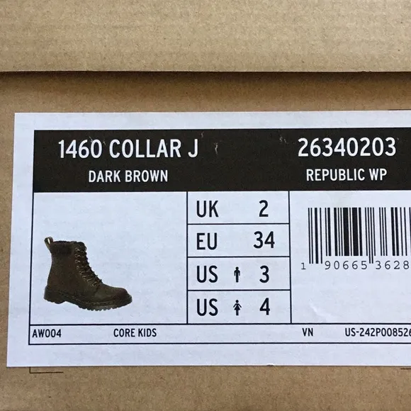 Dr Martens Junior 1460 Collar Fleece Lined Leather Ankle Boots