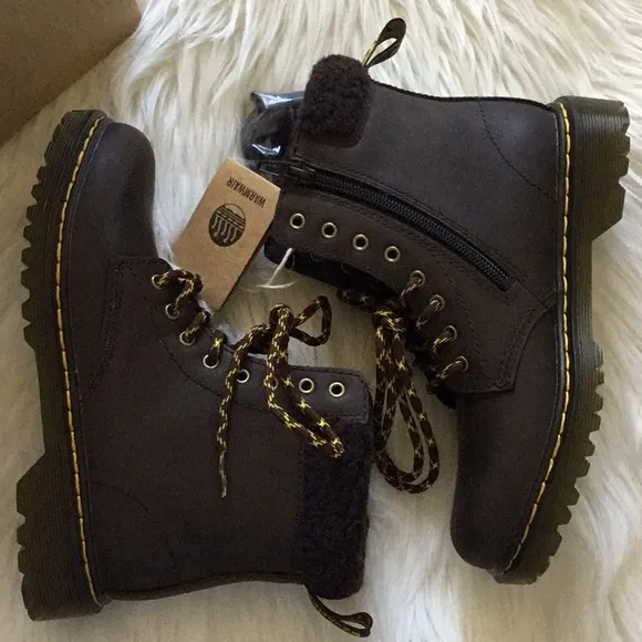 Dr Martens Junior 1460 Collar Fleece Lined Leather Ankle Boots