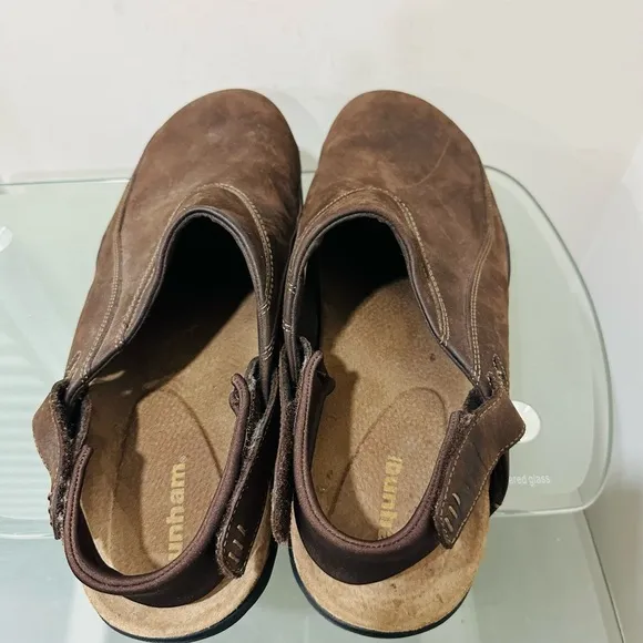 Dunham Brown Leather Suede Adjustable Slip On Sandals Shoes Men's Sz 15 D