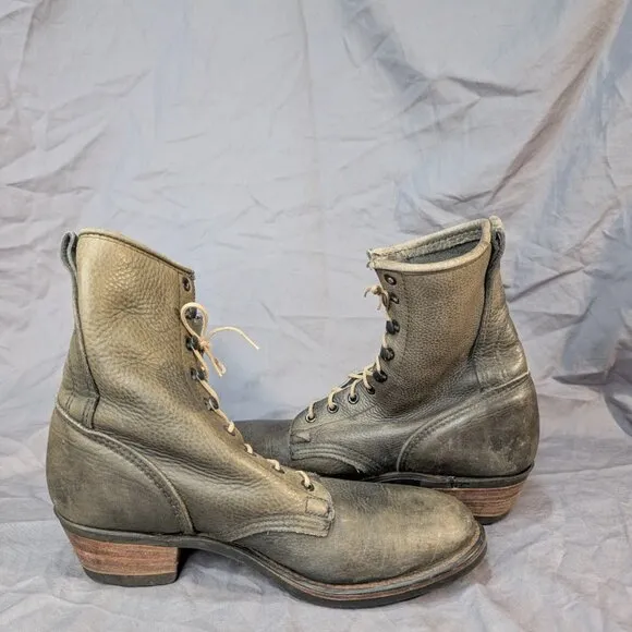 Durango Boots Lace Up Grey Green Leather Men Size 9