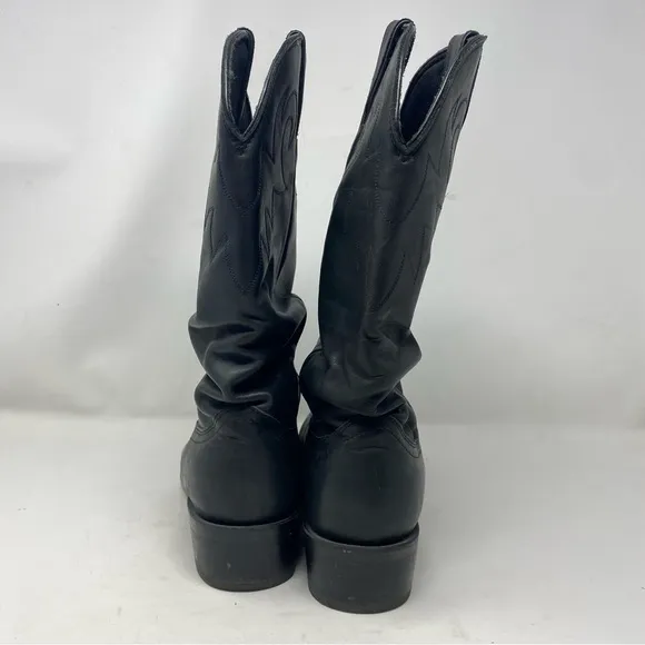 Durango Boots Men’s 9.5 Black Leather Slouch Western Slip On Cowboy Boots SW540