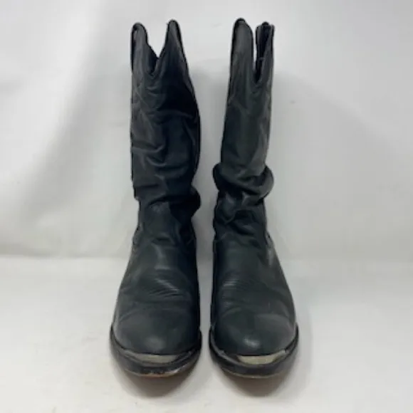Durango Boots Men’s 9.5 Black Leather Slouch Western Slip On Cowboy Boots SW540