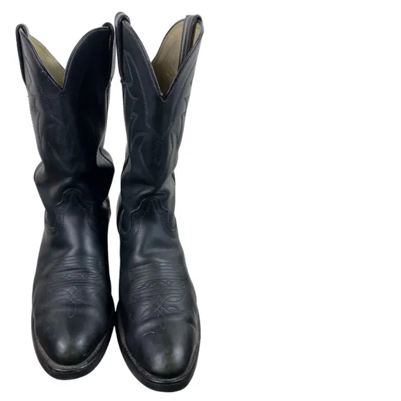 Durango Mens 10 D Cowboy Boots Black Leather Western Rodeo Slip On