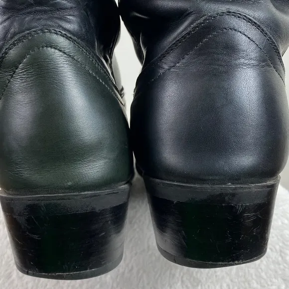 Durango Mens 10 D Cowboy Boots Black Leather Western Rodeo Slip On