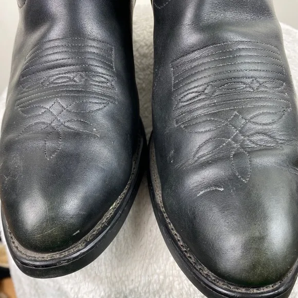Durango Mens 10 D Cowboy Boots Black Leather Western Rodeo Slip On