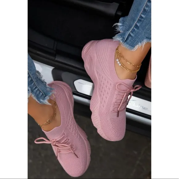 Dusty Rose Slip On Comfy Athleisure Sneakers