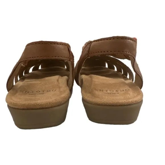 Earth Origins Leather Fisherman Sandals Berri cognac brown women’s shoes size 5M