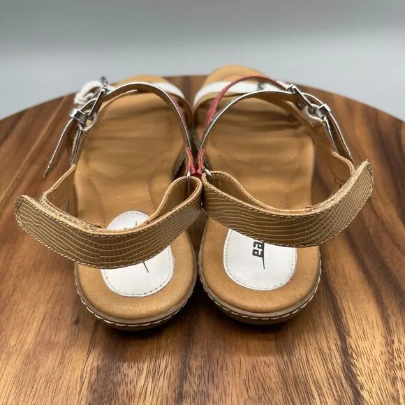 Earth Sandy Womens Size 9.5 B Leather Strappy Sandals Shoes White Multicolor