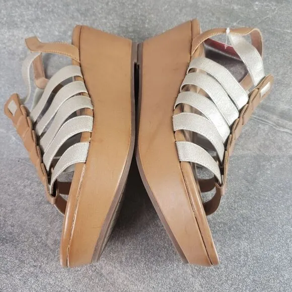 Easy Spirit Sandals Womens 9 M Brown Gold Strappy Wedge Shoes Avinna