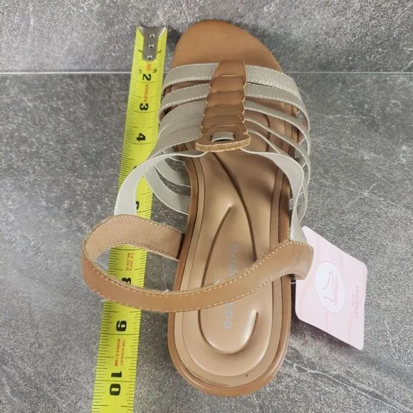 Easy Spirit Sandals Womens 9 M Brown Gold Strappy Wedge Shoes Avinna