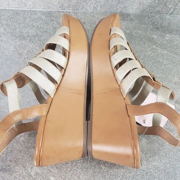 Easy Spirit Sandals Womens 9 M Brown Gold Strappy Wedge Shoes Avinna