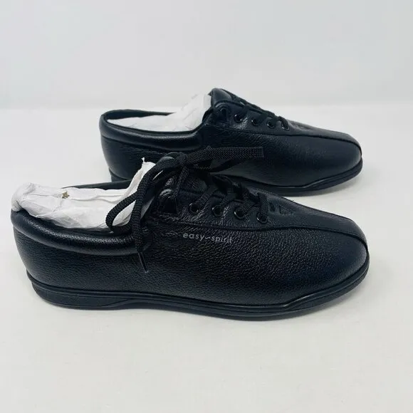 Easy Spirit Womens Size 9W Wide Ap Casual Lace-Up Walking Sneakers in Black $75