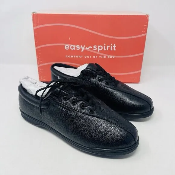 Easy Spirit Womens Size 9W Wide Ap Casual Lace-Up Walking Sneakers in Black $75