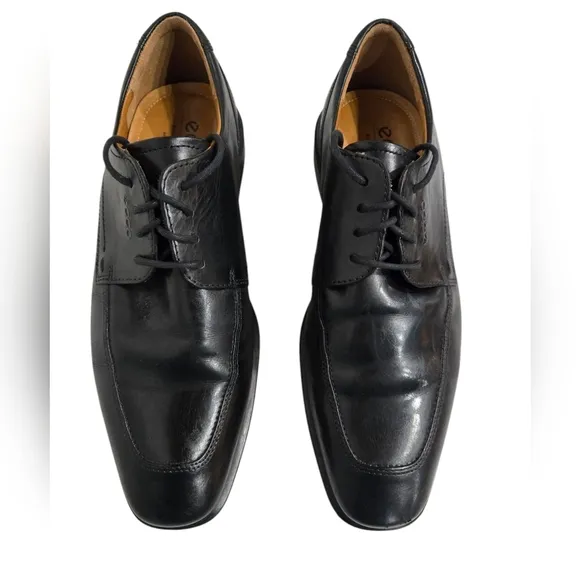 Ecco Black Leather Square Toe Dress Oxford Shoes 9-9.5
