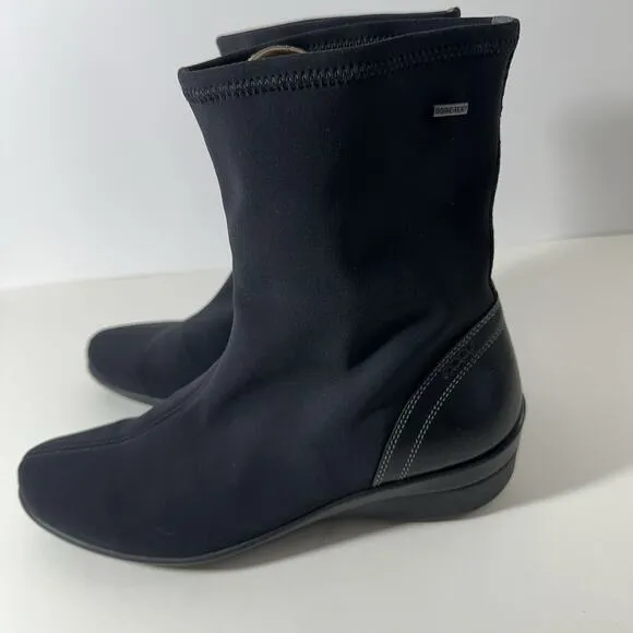 ECCO Boots Womens 39 US 8 Soft Black Wedge Pull On Waterproof Membrane GTX GUC