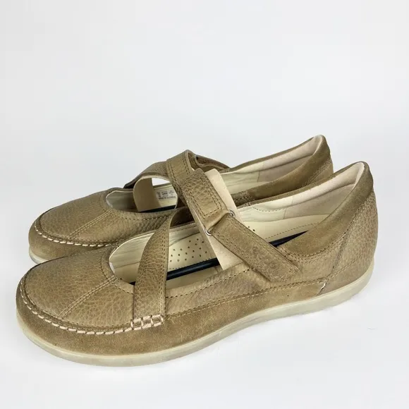 Ecco Cayla Womens Mary Jane Comfort Shoes Crisscross Navajo Brown Leather 40