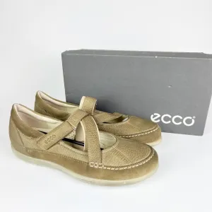 Ecco Cayla Womens Mary Jane Comfort Shoes Crisscross Navajo Brown Leather 40