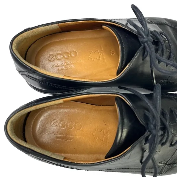 Ecco Leather Oxford Dress Mens Black Shoes‎ Size US11-11.5  EU45