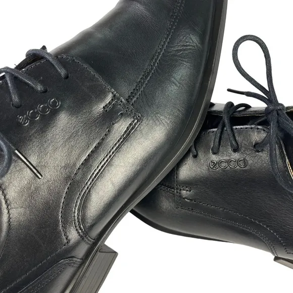 Ecco Leather Oxford Dress Mens Black Shoes‎ Size US11-11.5  EU45