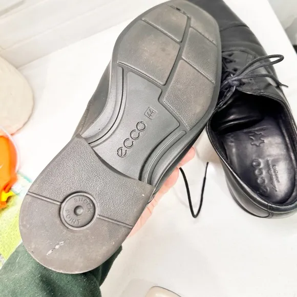 Ecco Melbourne Cap Toe Oxfords Men's Black Leather Shoes Shock Point sz 44