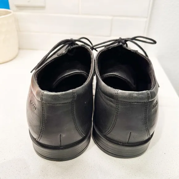 Ecco Melbourne Cap Toe Oxfords Men's Black Leather Shoes Shock Point sz 44