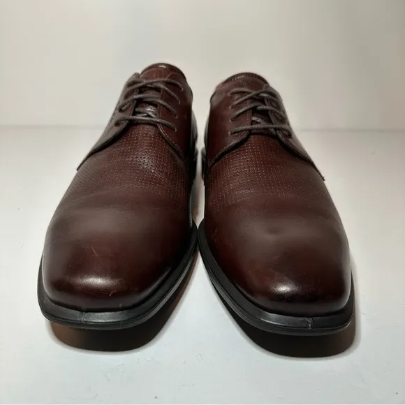 Ecco Men Brown Leather Square Toe LaceUp Oxford Dress Shoes Sz EUR 46 (177 Box21