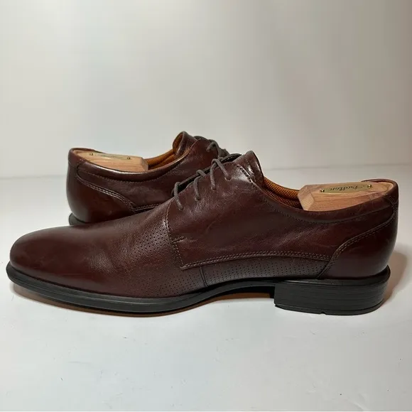 Ecco Men Brown Leather Square Toe LaceUp Oxford Dress Shoes Sz EUR 46 (177 Box21