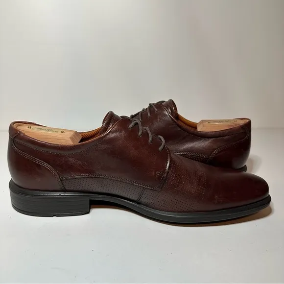 Ecco Men Brown Leather Square Toe LaceUp Oxford Dress Shoes Sz EUR 46 (177 Box21