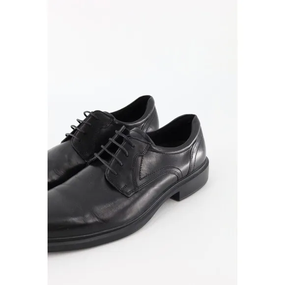Ecco Mens 44 (US 11) Helsiniki 2 Black Plain Toe Tie Dress Shoes