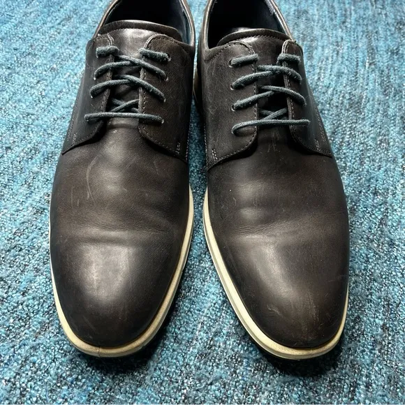 Ecco Men's Leather Dress Shoes in Grey Dark Blue