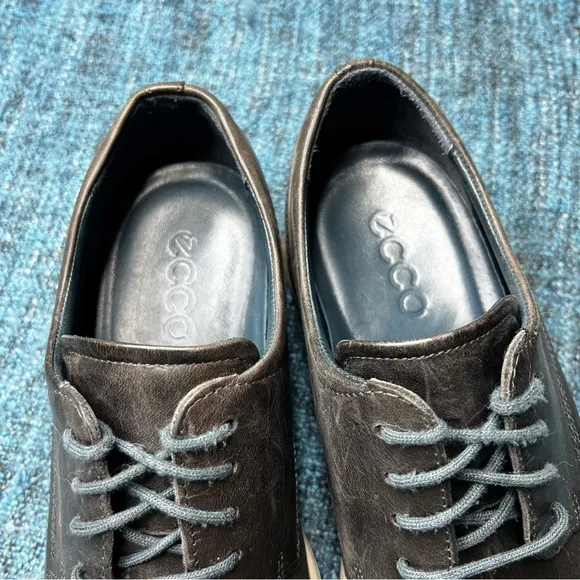 Ecco Men's Leather Dress Shoes in Grey Dark Blue