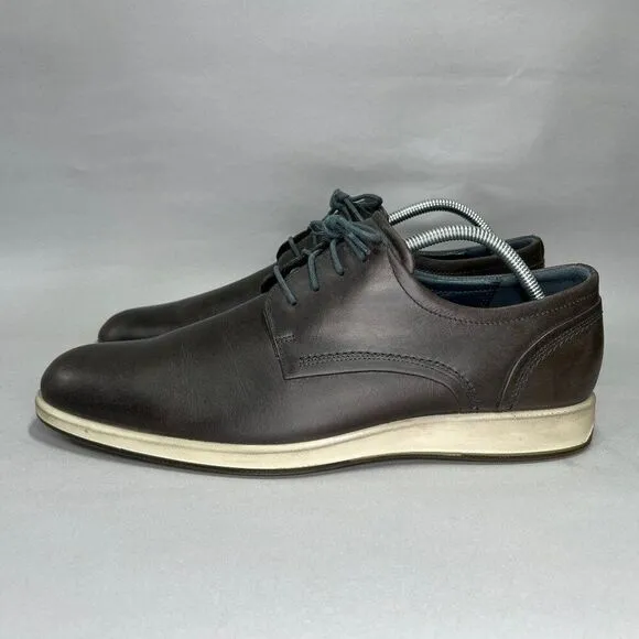 Ecco Men's Size 11.5 Dark Gray Leather Dress Casual Lace Up Oxford Derby Shoes