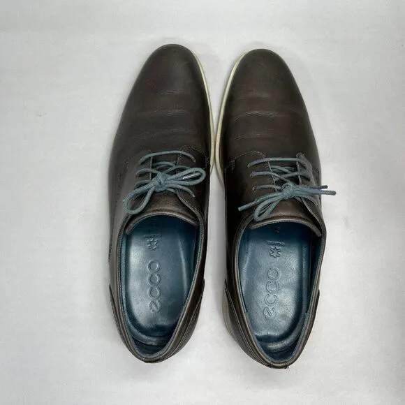 Ecco Men's Size 11.5 Dark Gray Leather Dress Casual Lace Up Oxford Derby Shoes