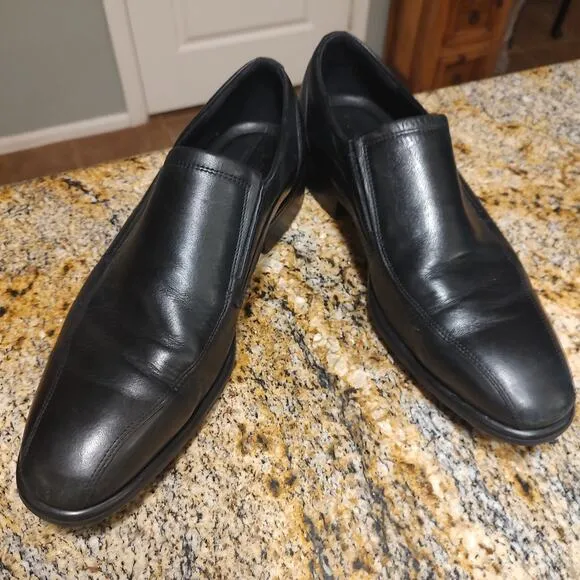 Ecco Men's Tray Tech Slip On Dress Shoes Black Leather Shoes Size US 12-12.5