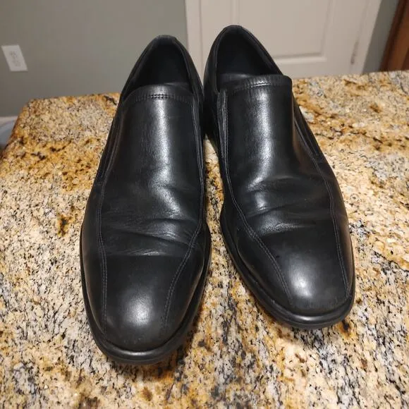 Ecco Men's Tray Tech Slip On Dress Shoes Black Leather Shoes Size US 12-12.5